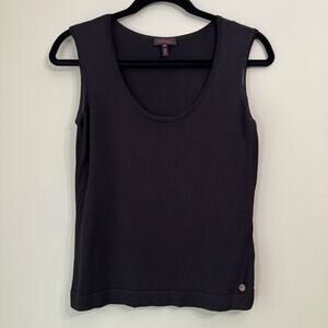 Escada Top Womens EU 36 Black Sheer Scoop Neck Knit Tank Blouse Sleeveless Basic